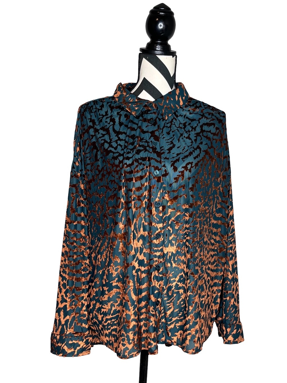 Jodifl Whimsigoth Fairy Grunge Velvet Burnout Dolman Sleeves Button Front Top 1X